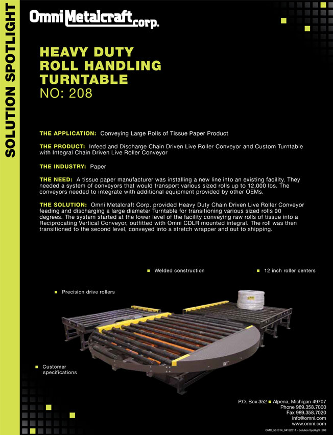 Heavy Duty Roll Handling Turntable 208