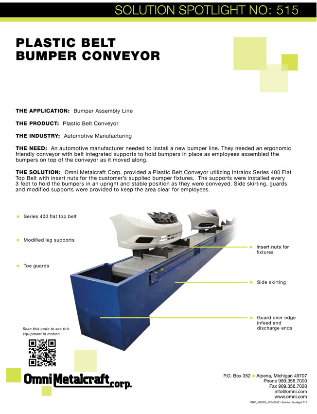Plastic Belt Bumper Conveyor 515