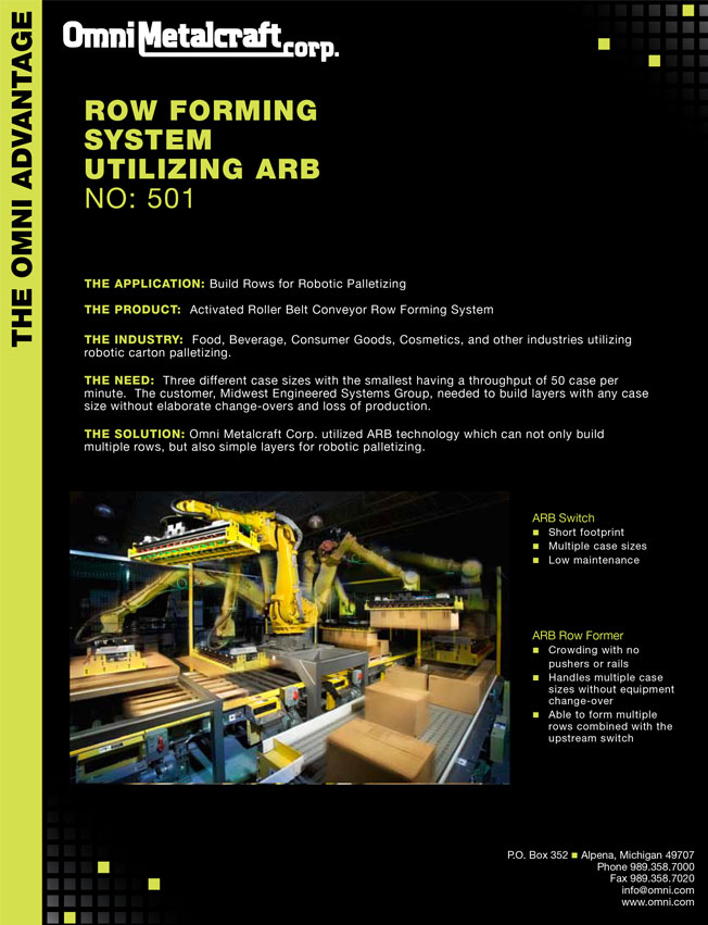 Row Forming System Utilizing ARB 501