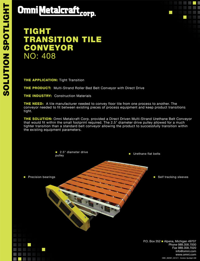 Tight Transition Tile Conveyor 408