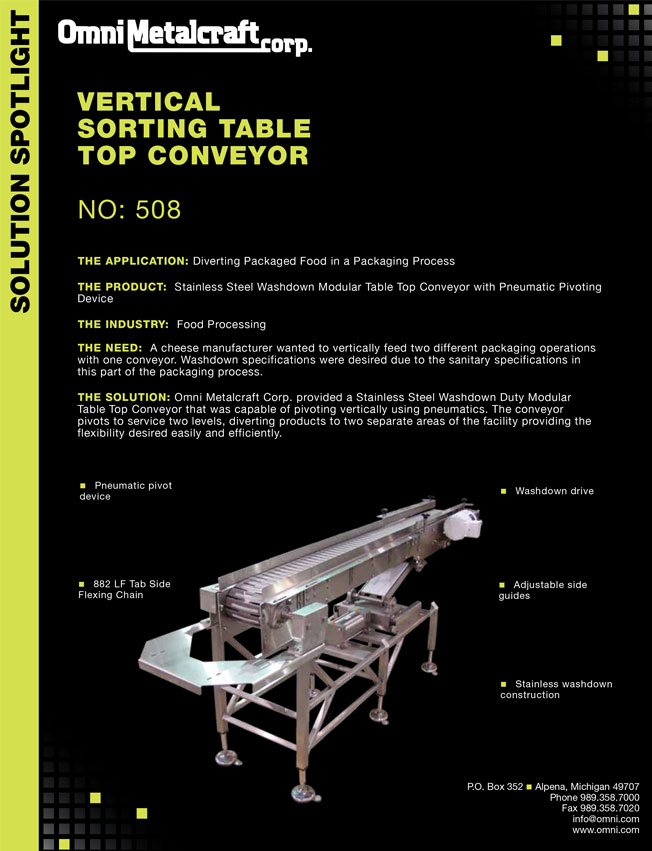 Vertical Sorting Table Top Conveyor 508